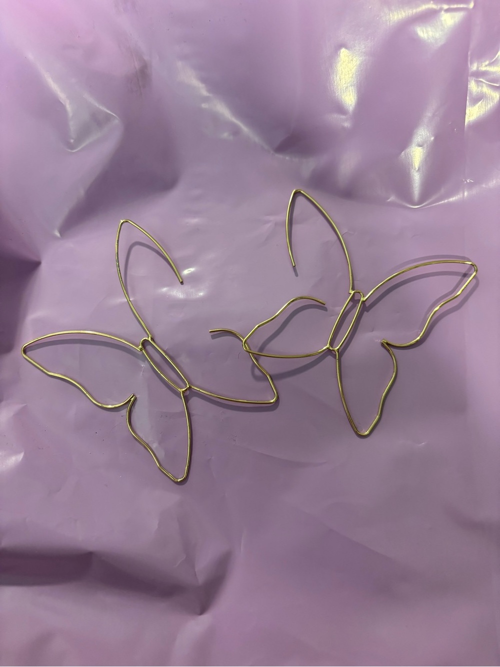 Gold Butterfly Wire Hoop Earrings - Women Accessories